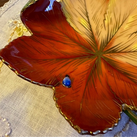 Vintage Chubu China Trinket Dish Occupied Japan Japanese Maple Leaf 🍁 Fall - Picture 3 of 8